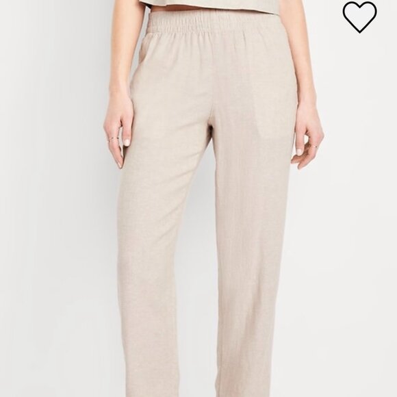 NWT - Old Navy straight-leg linen blend pants - size XL Tall - Picture 1 of 4